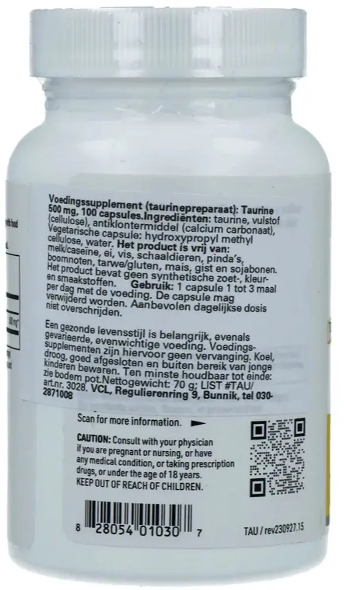 Klaire Labs Taurine 500mg - 100 Stuks