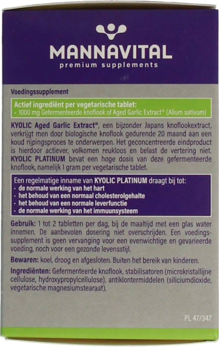 Mannavital Kyolic Platinum Capsules 60 Stuks