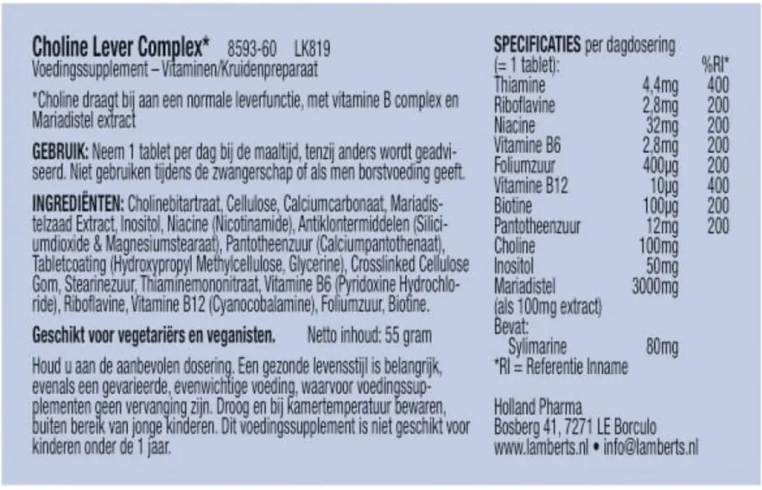 Lamberts Choline Lever Complex 60 Tabletten
