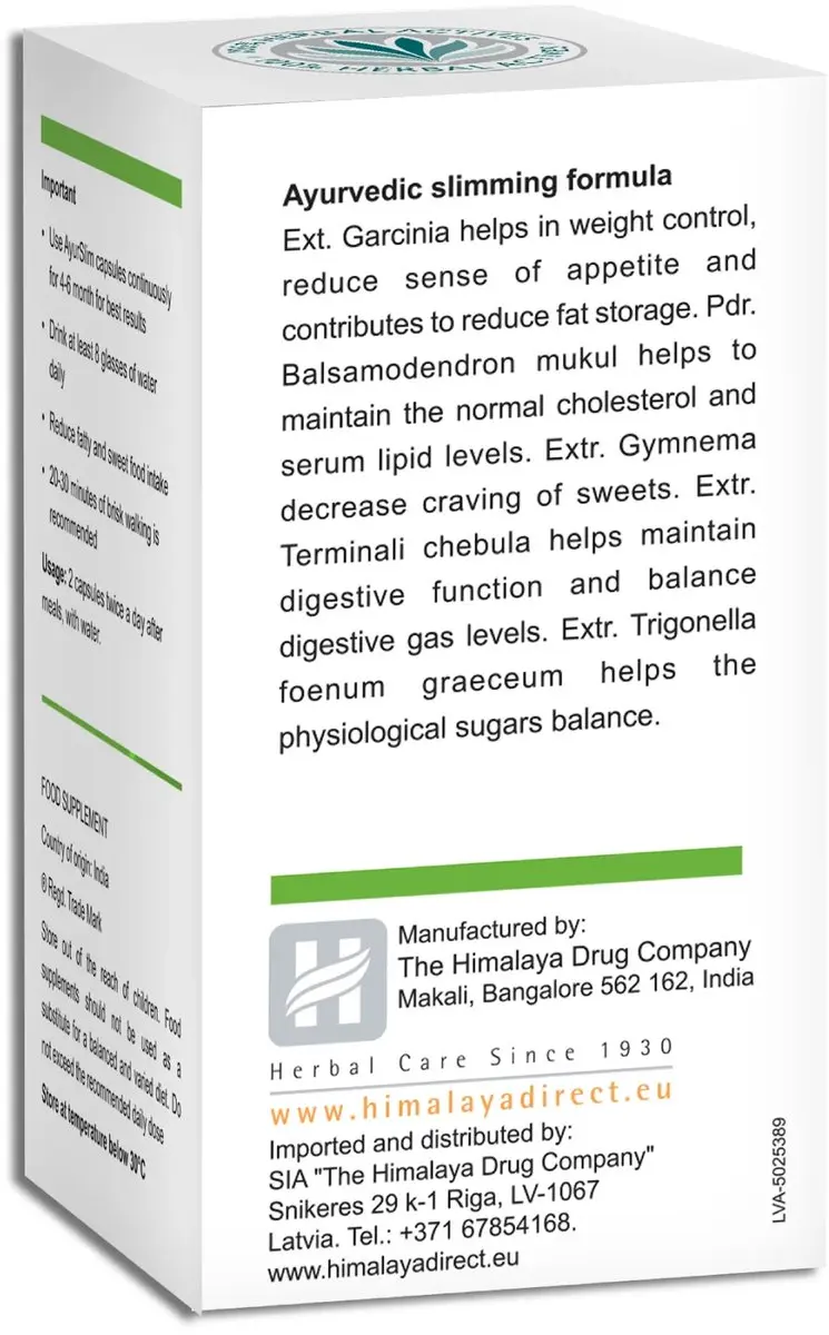 Himalaya Herbals Ayurslim Gewichtsbeheersing 60 Capsules