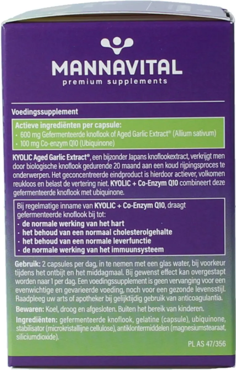Mannavital Kyolic + Co-enzym Q10 60 Capsules