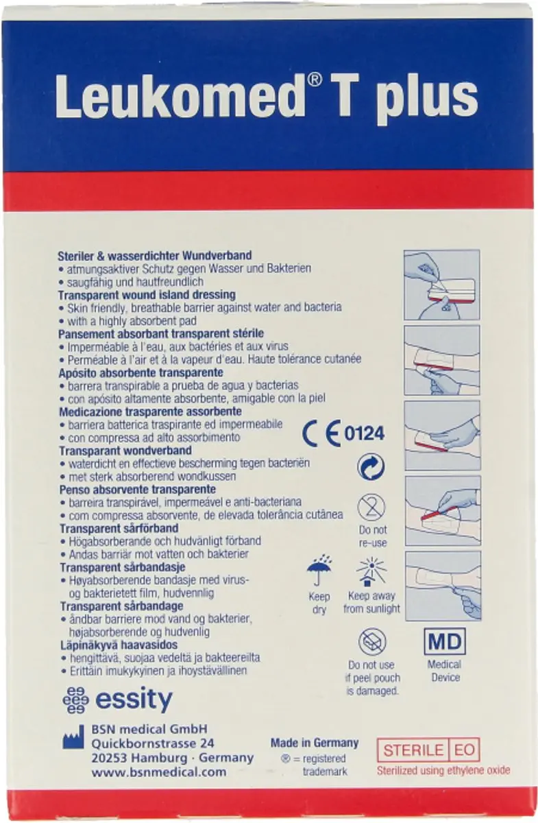 Leukomed T Plus Wonpleister 5x7,2cm - 5 Stuks - Transparant