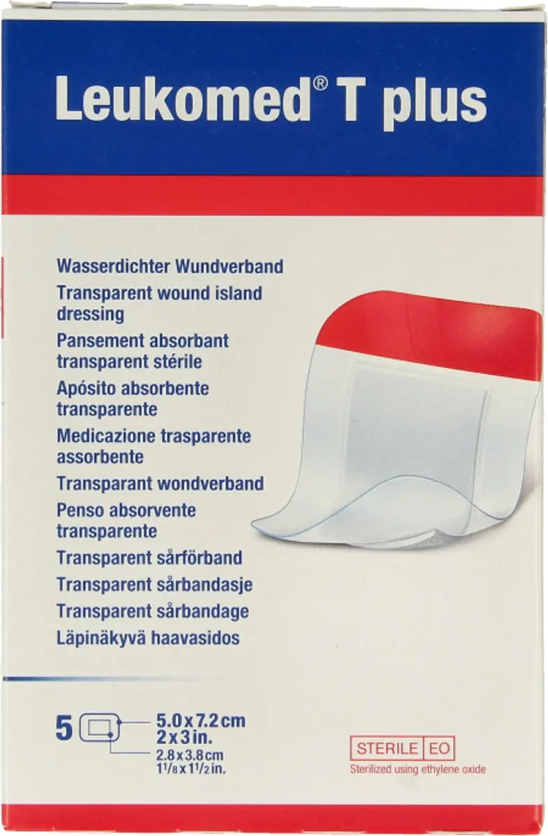 Leukomed T Plus Wonpleister 5x7,2cm - 5 Stuks - Transparant
