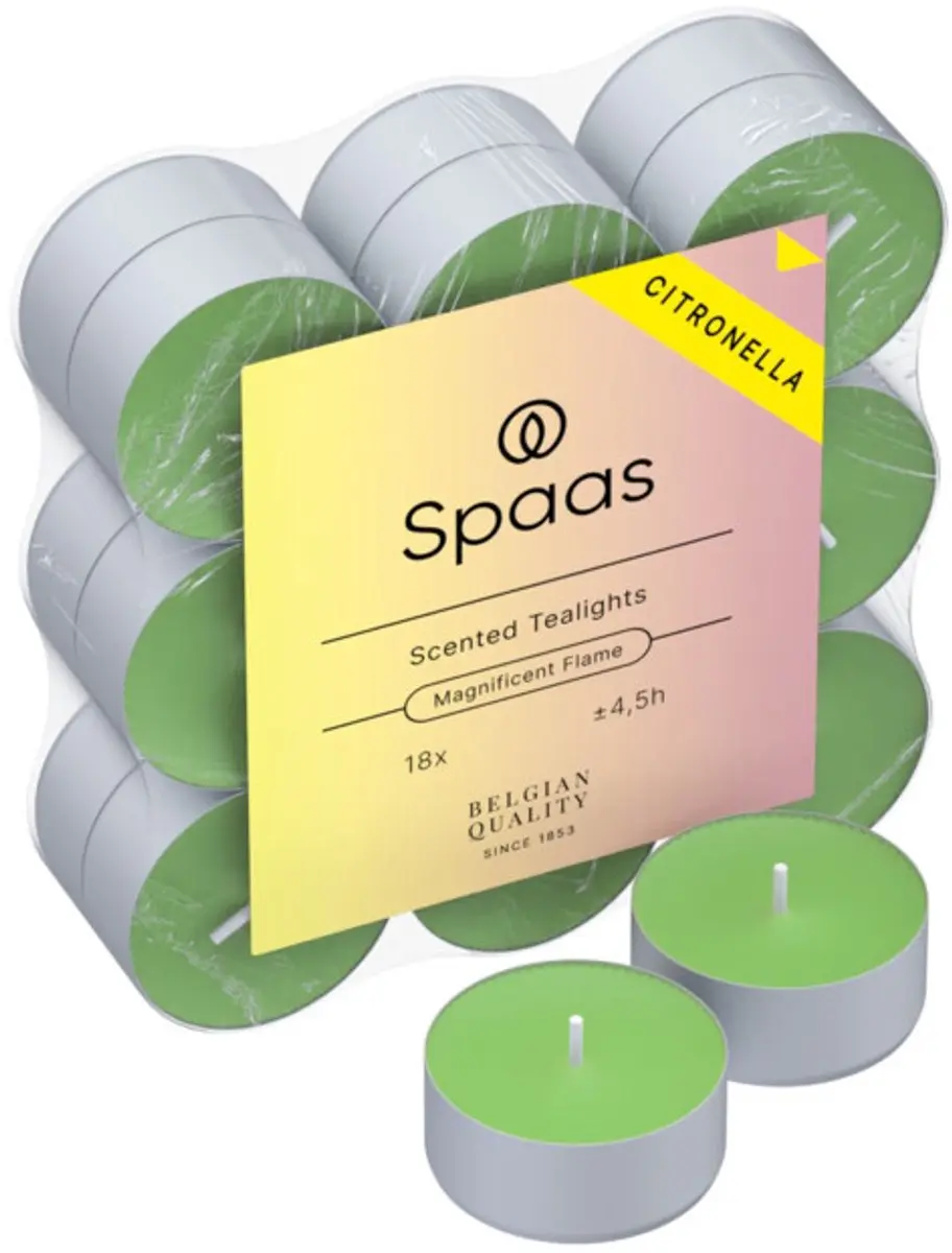 Spaas Citronella Theelichten - 18 Stuks - Levendig Groen