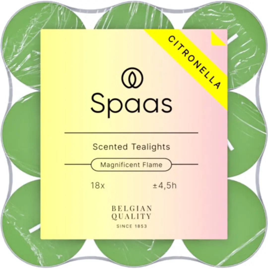 Spaas Citronella Theelichten - 18 Stuks - Levendig Groen