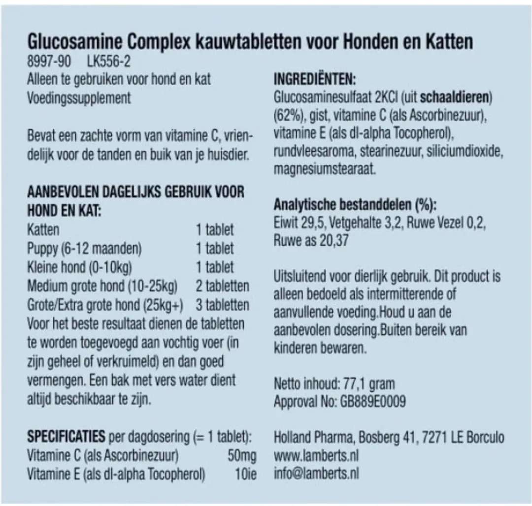 Lamberts Glucosamine Kauwtabletten 90 Stuks