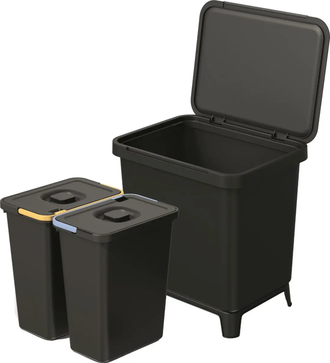 Prosperplast Prullenbak met Recyclingbakken 2x10L - Zwart