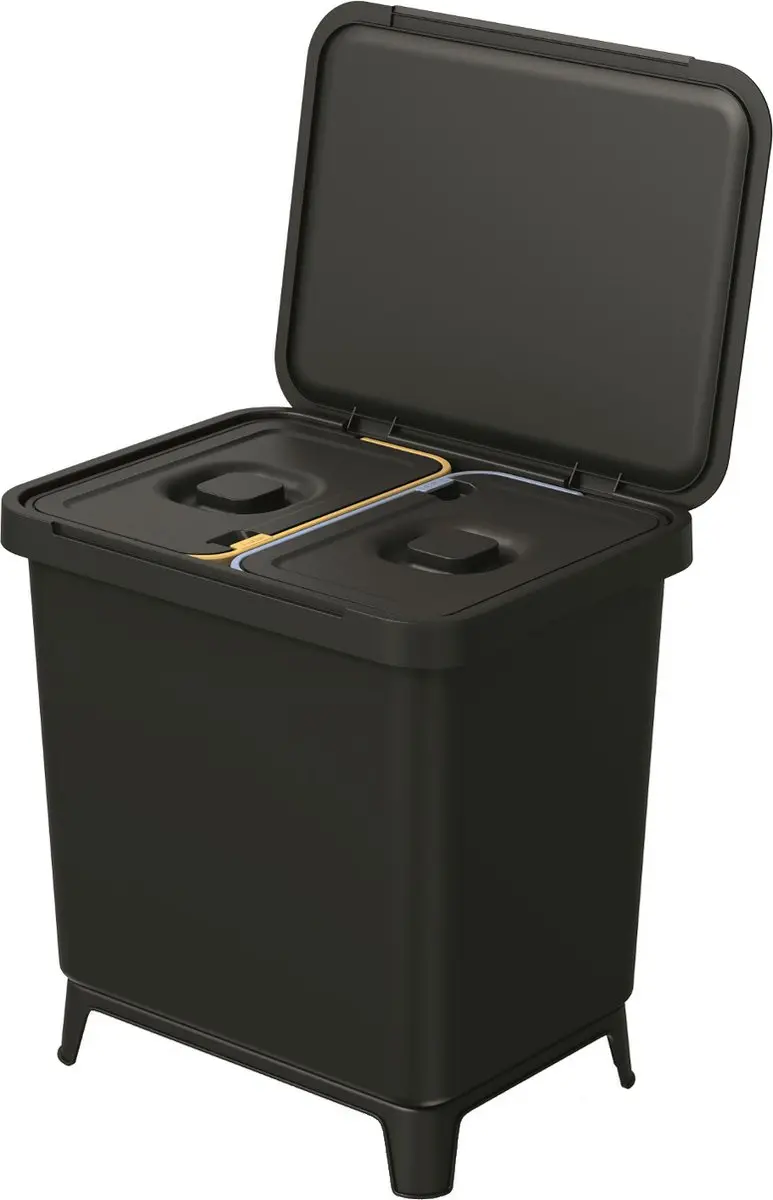 Prosperplast Prullenbak met Recyclingbakken 2x10L - Zwart