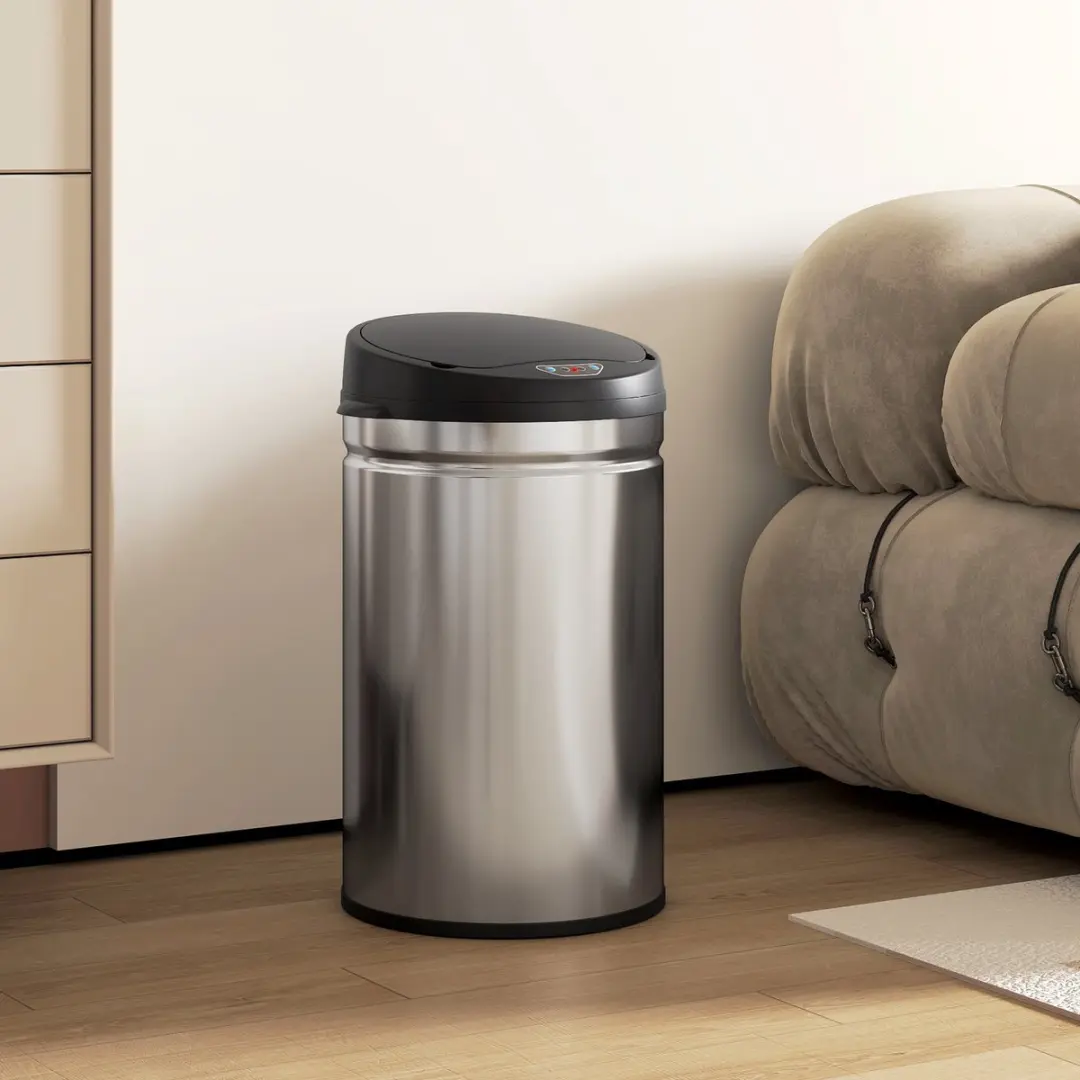 Homcom Sensorprullenbak 30L - 30,5x51cm - Zilver/Zwart