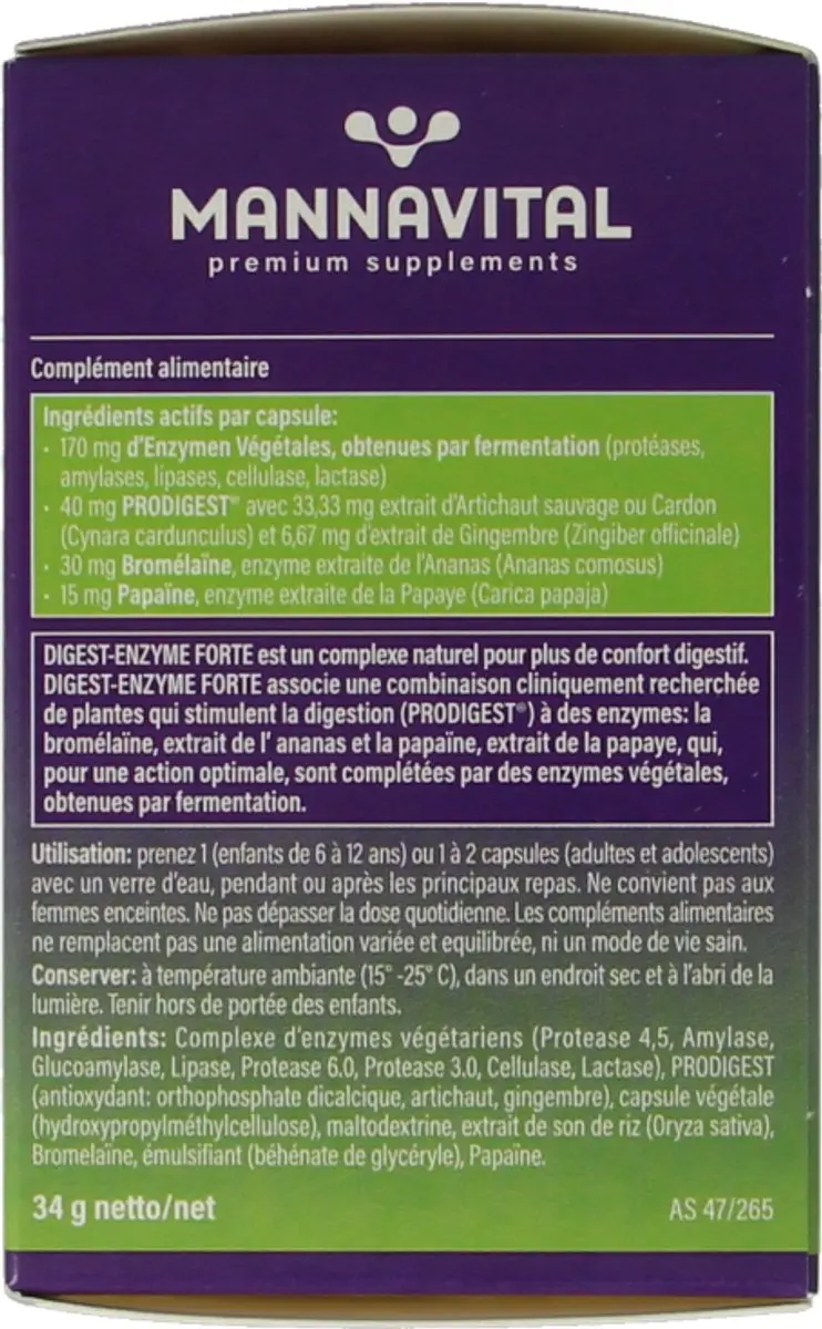 Mannavital Digest Enzyme Forte 60 Capsules