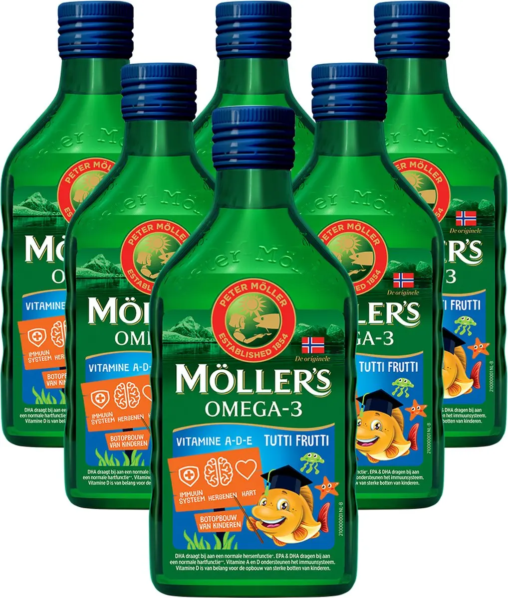 Mollers Omega-3 Levertraan Tutti Frutti 6x250ml