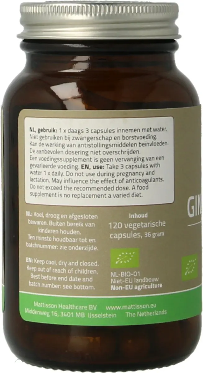 Mattisson Biologische Gingko Biloba Vegan 60 Capsules