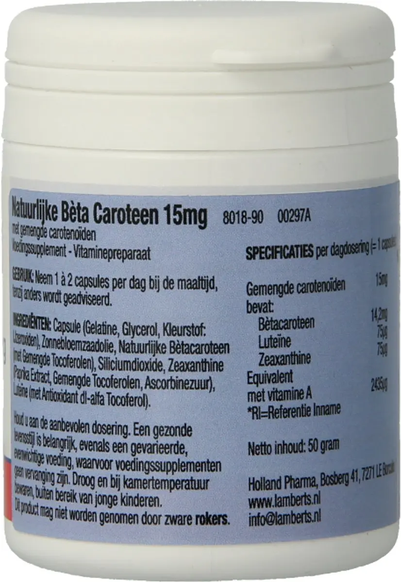 Lamberts Natural Beta Carotene 15mg - 90 Capsules