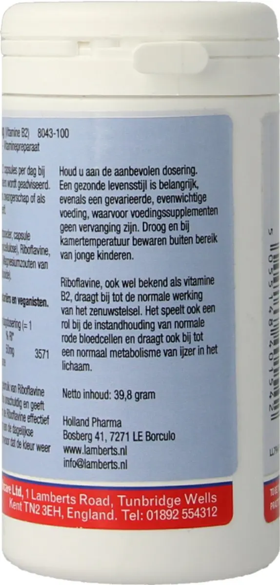 Lamberts Vitamine B2 Riboflavine 50mg - 100 Capsules