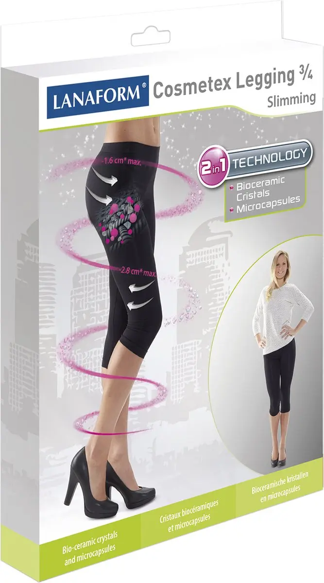 Lanaform Cosmetex Legging ¾-L Shapewear - Zwart