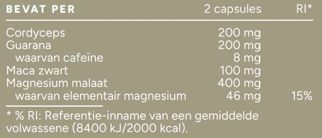 Mattisson Energy Support Zwart Maca/Guarana/Cordyceps 60 Capsules