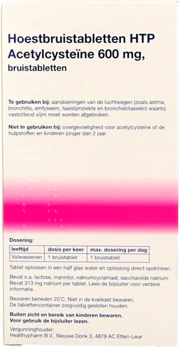 Healthypharm Acetylcysteine 600mg Bruistabletten - 30 Stuks