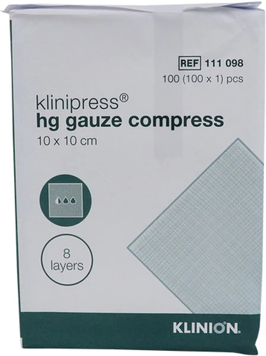 Klinion HG 12-laags Gaaskompres 10x10cm