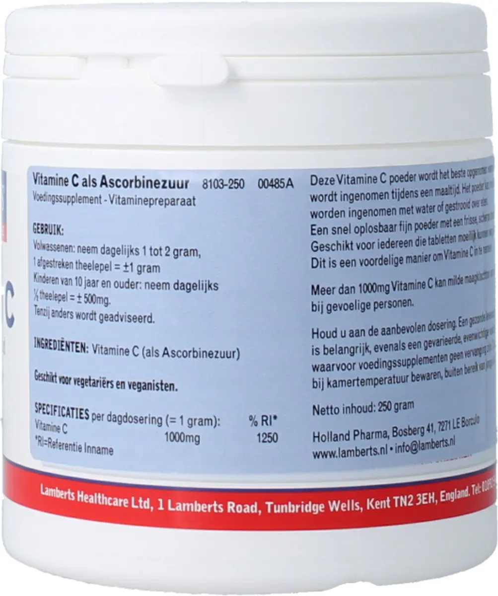 Lamberts Vitamine C Ascorb Zuur 250g - 250 Stuks