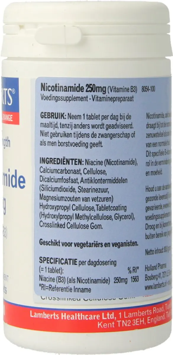 Lamberts Nicotinamide 250mg - 100 Tabletten