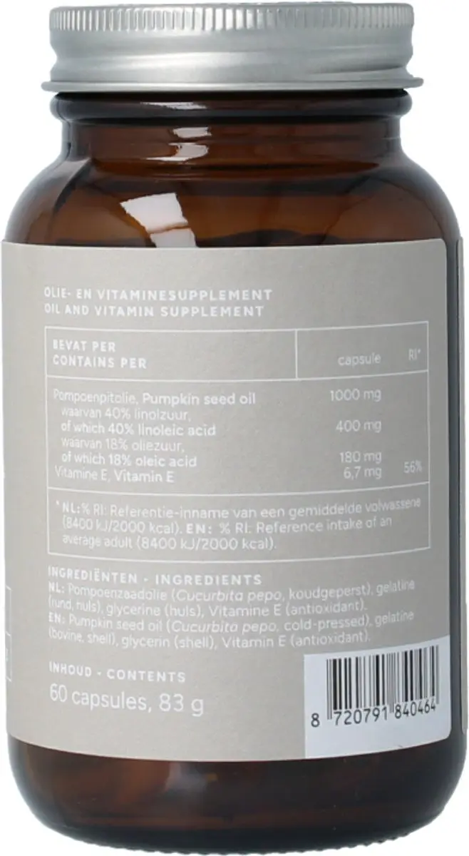 Mattisson Pompoenpitolie 1000mg Vitamine E 60 Capsules