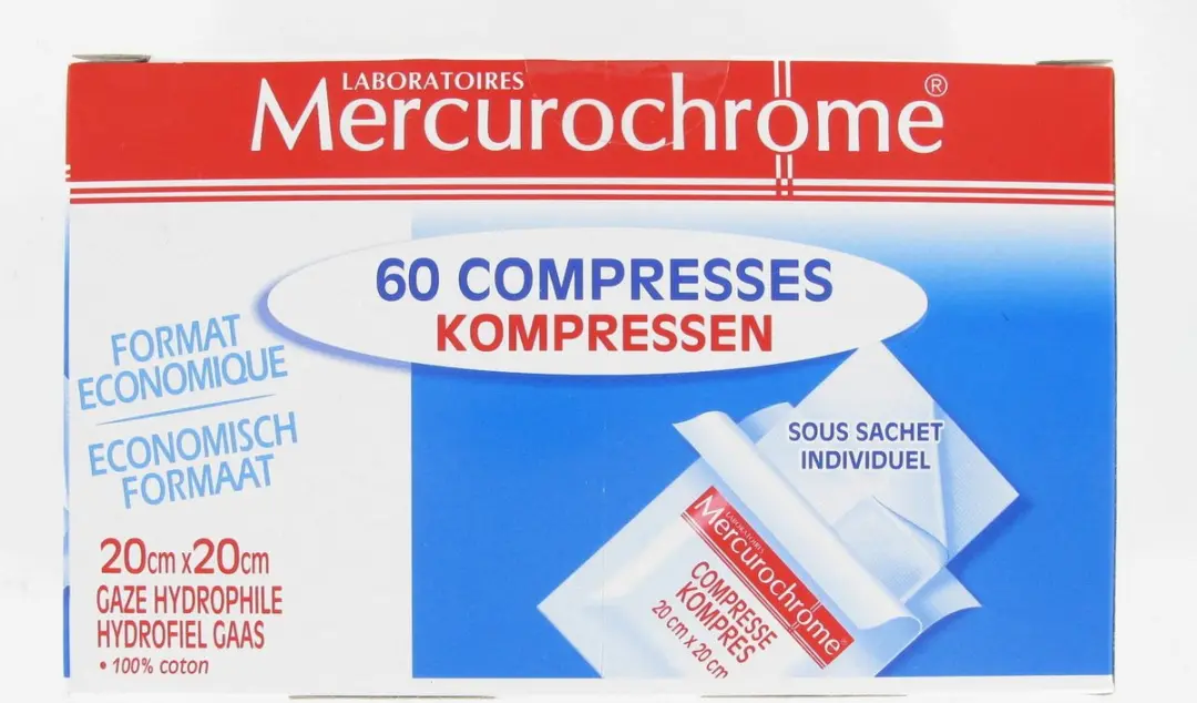 Mercurochrome Kompressen 5x5cm - Wit