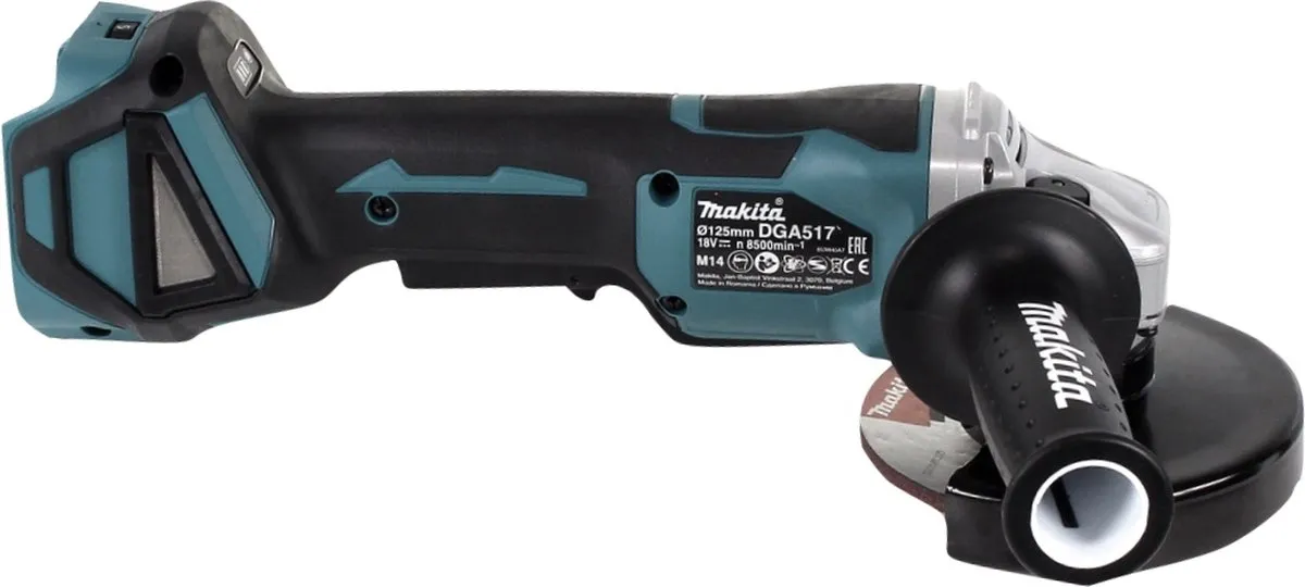 Makita DGA 517 RF Haakse Slijper 125mm - 18V - 2x 3.0Ah Accu + Lader