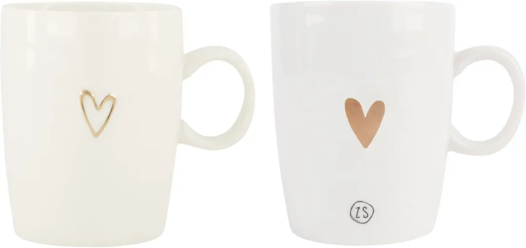 Zusss Cadeauset Theemokken Aardewerk Wit/Goud - 2 Stuks