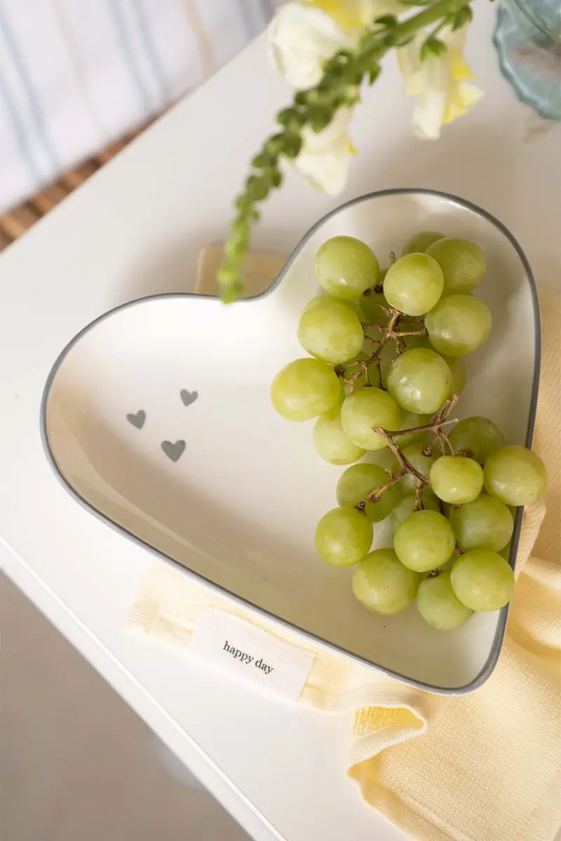 Zusss Heart-Shaped Servieschaal Keramiek - Wit/Ash Blauw