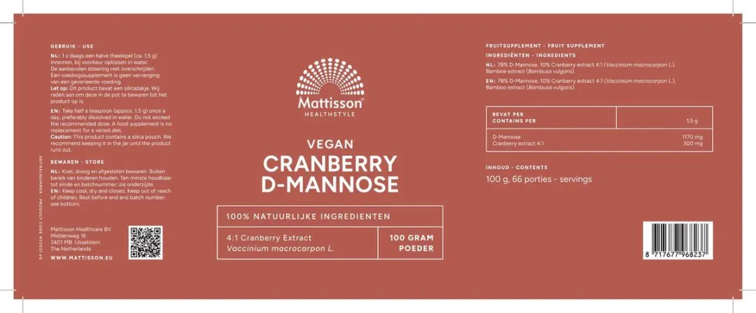Mattisson Cranberry D-Mannose Poeder 100g