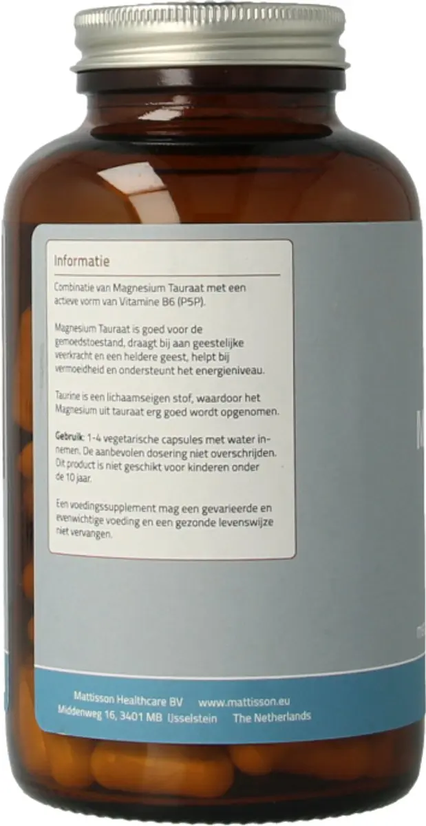 Mattisson Magnesium Tauraat B6 Vegan - 120 Capsules