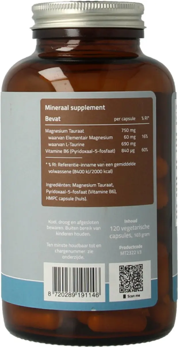 Mattisson Magnesium Tauraat B6 Vegan - 120 Capsules