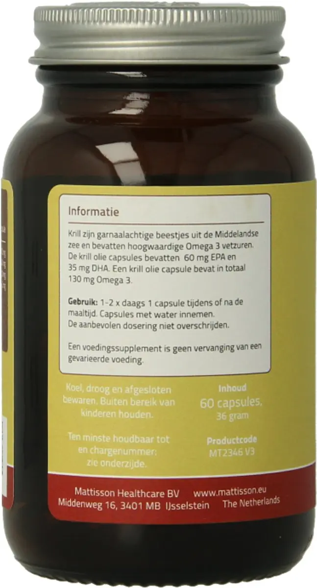 Mattisson Krill Olie 500mg Omega-3 Voedingssupplement 60 Capsules
