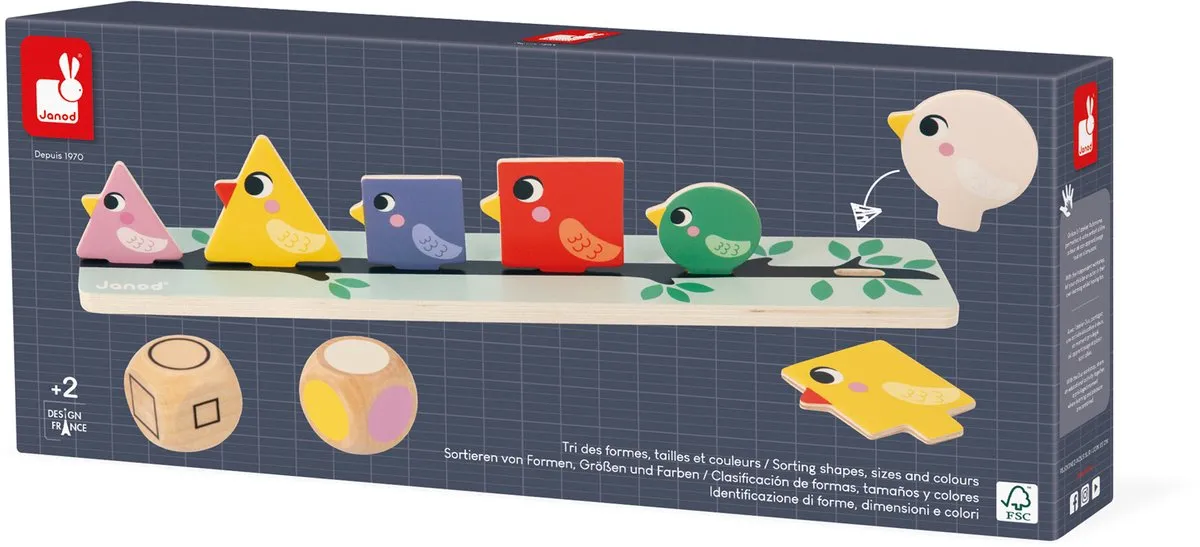 Janod Vogels Sorteren - 72 Stuks - Meerkleurig