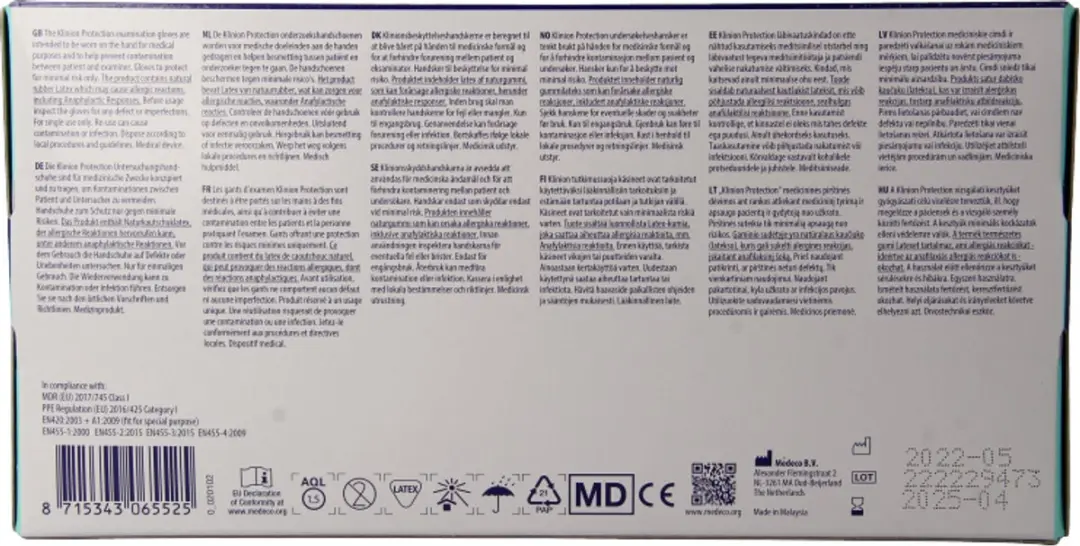 Klinion Protection Latex Handschoenen Poedervrij - 1 Stuk - Wit