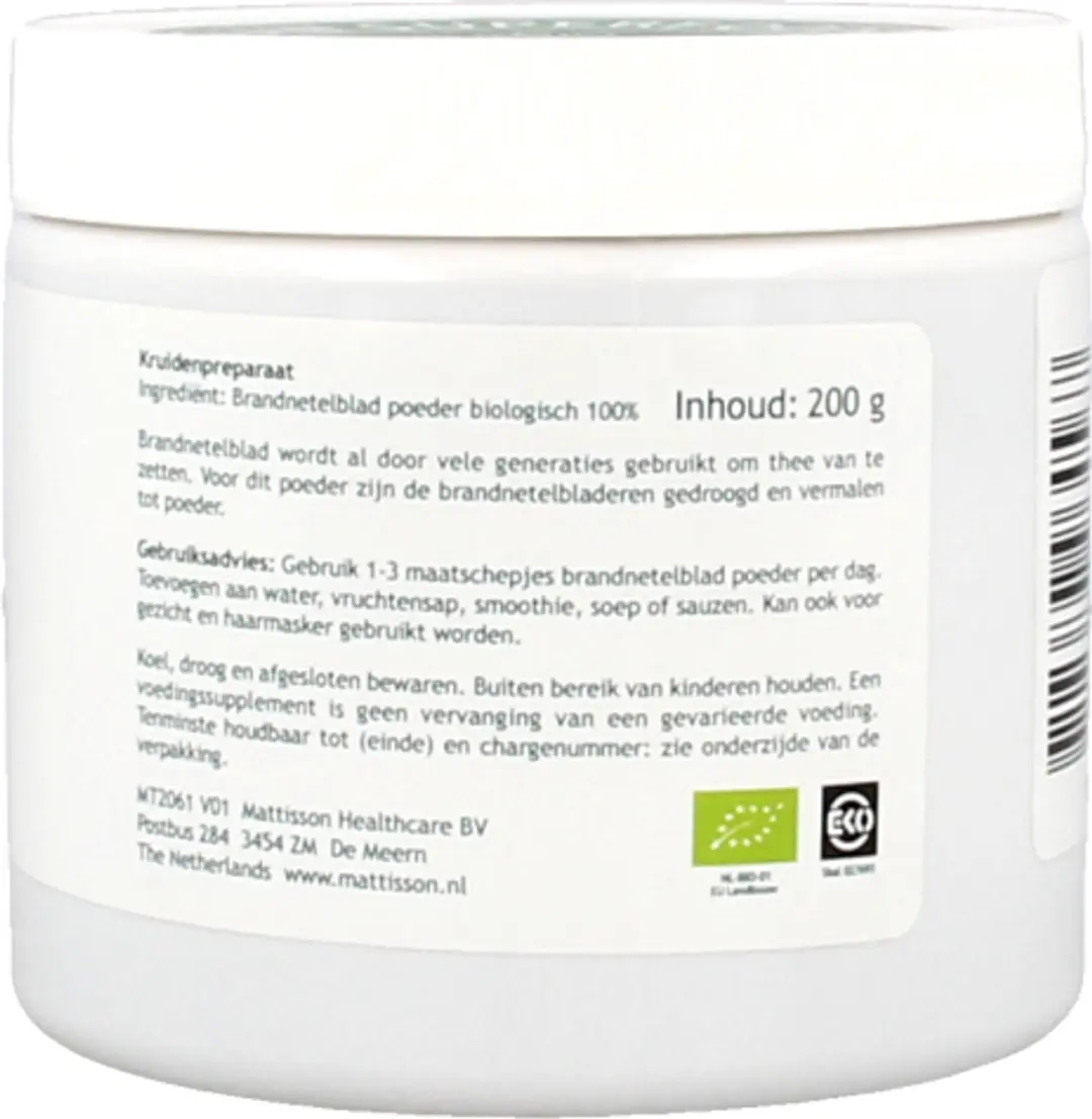Mattisson Biologisch Brandnetelbladpoeder 200g