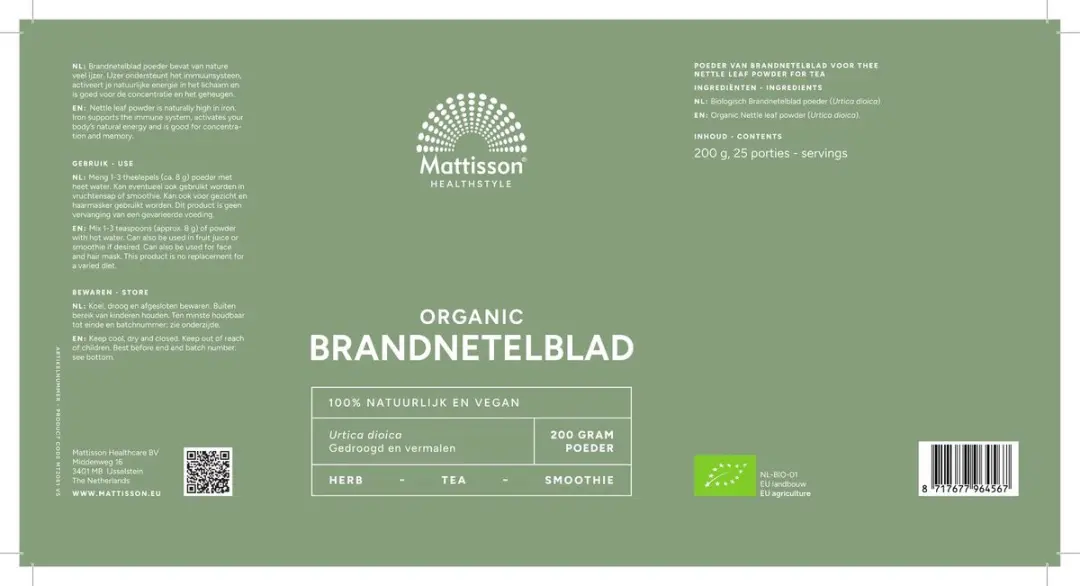Mattisson Biologisch Brandnetelbladpoeder 200g