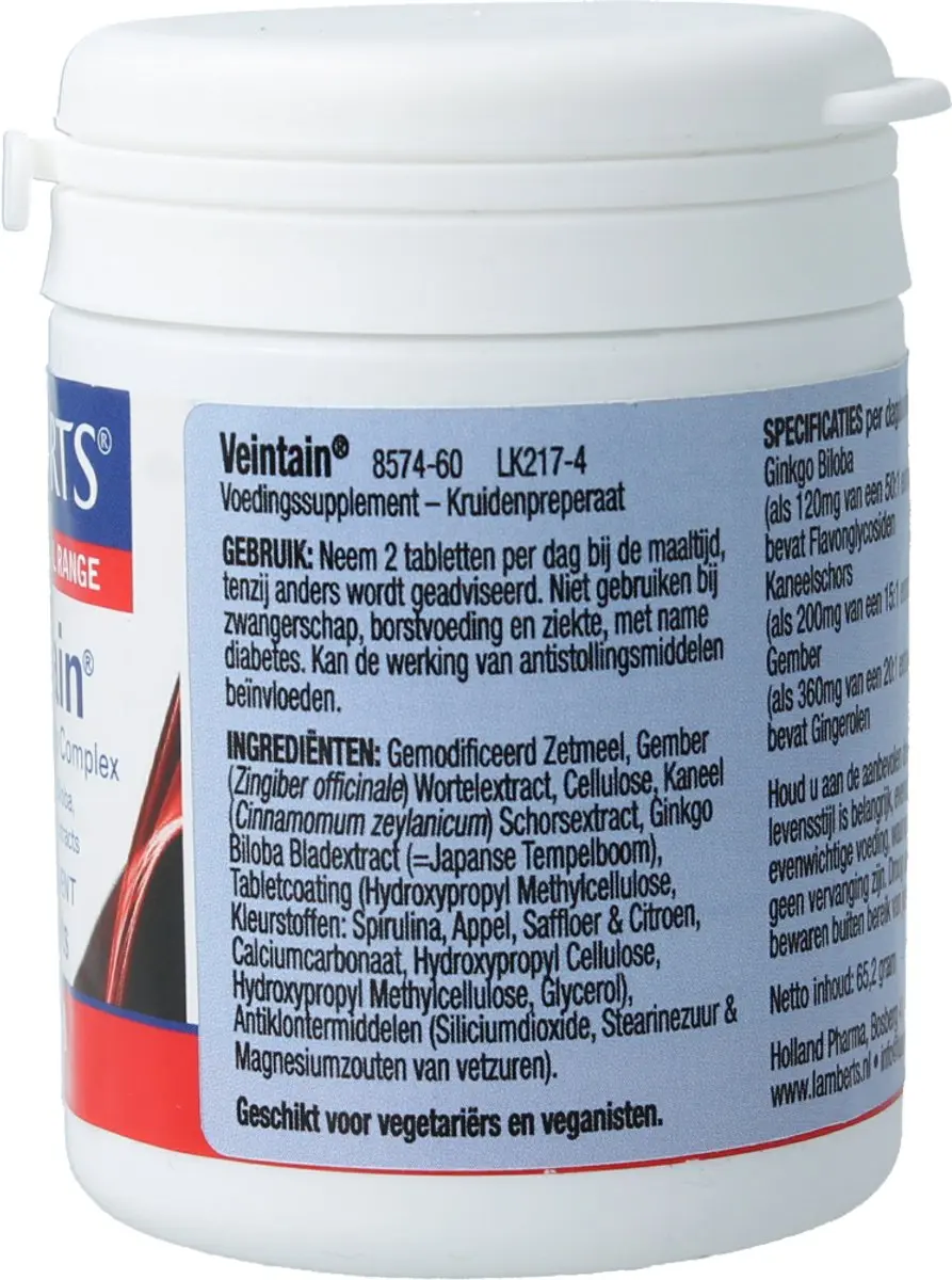 Lamberts Veintain Ginkgo Kaneel 60 Tabletten