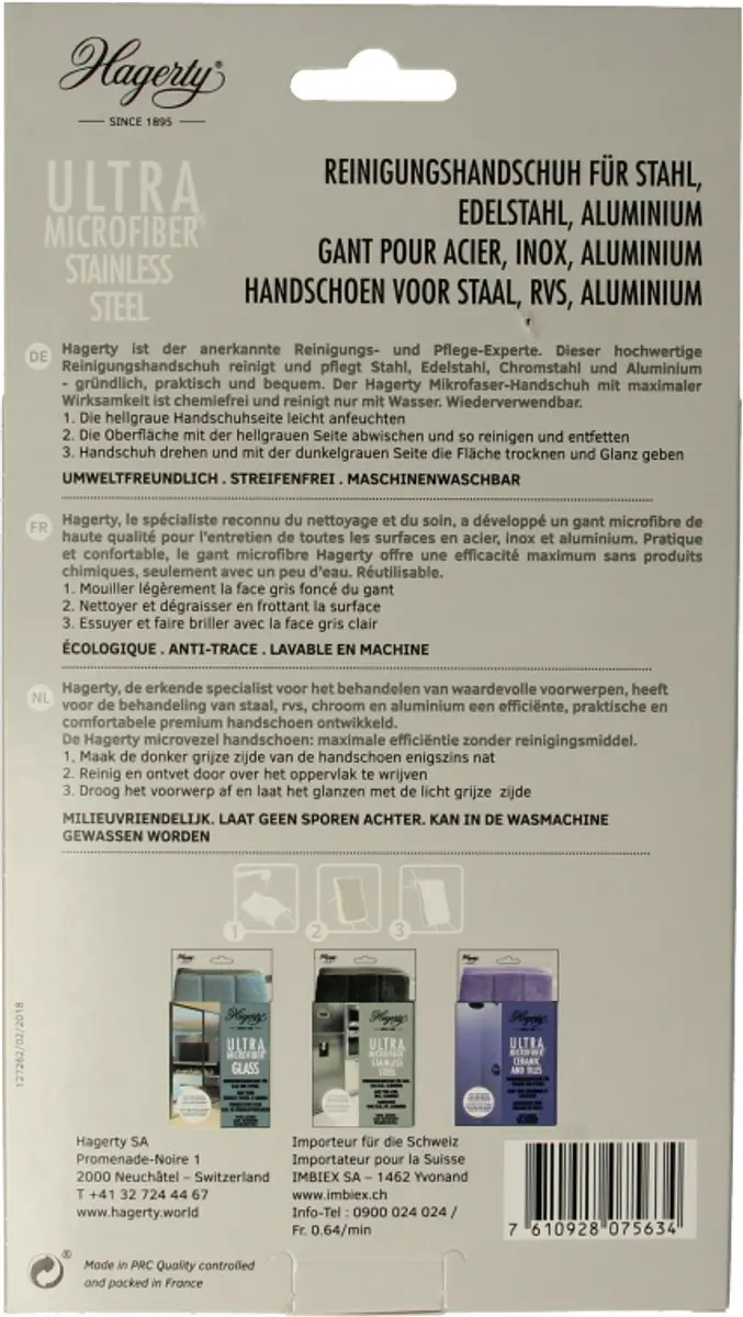 Hagerty Microfiber Handschoenen Antraciet/Grijs - 3 Stuks M