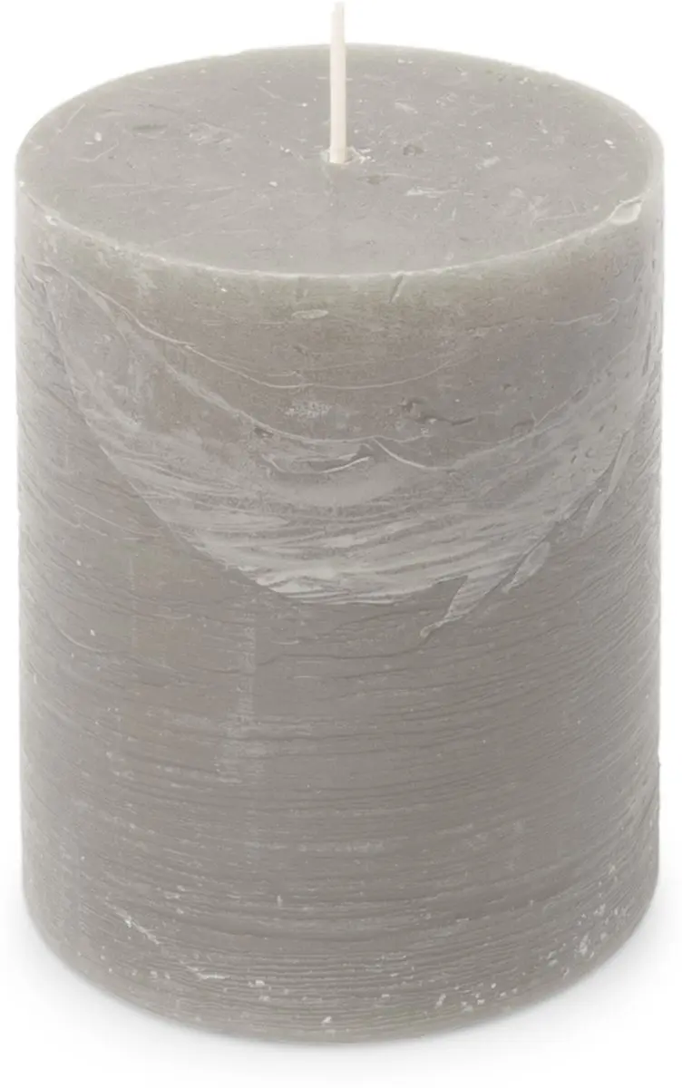 Spaas Rustieke Pillarkaars Lichtgrijs - 6 Stuks