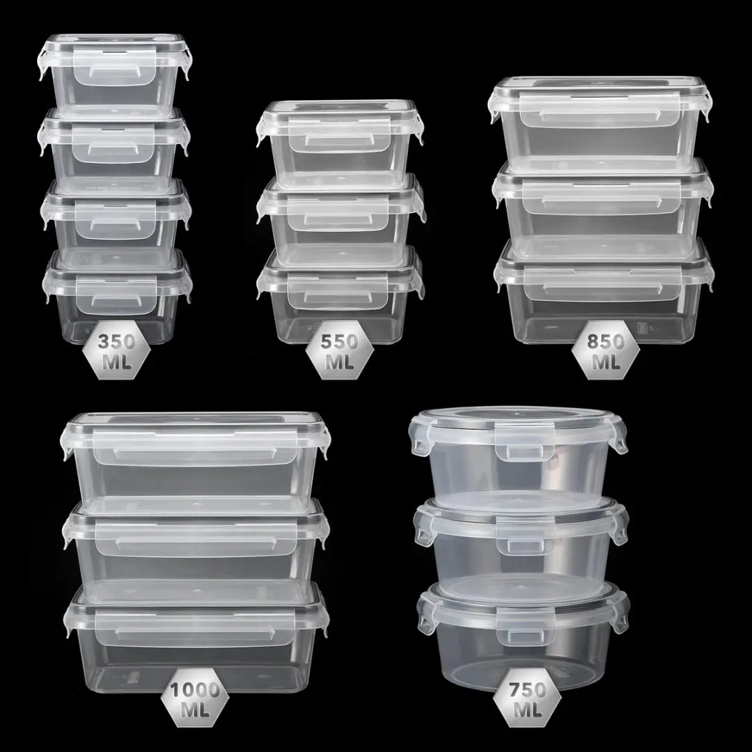 Bardi Vershoudbakjes Set 16 Stuks - BA-16DLG-BAKJE-MIX - Transparant
