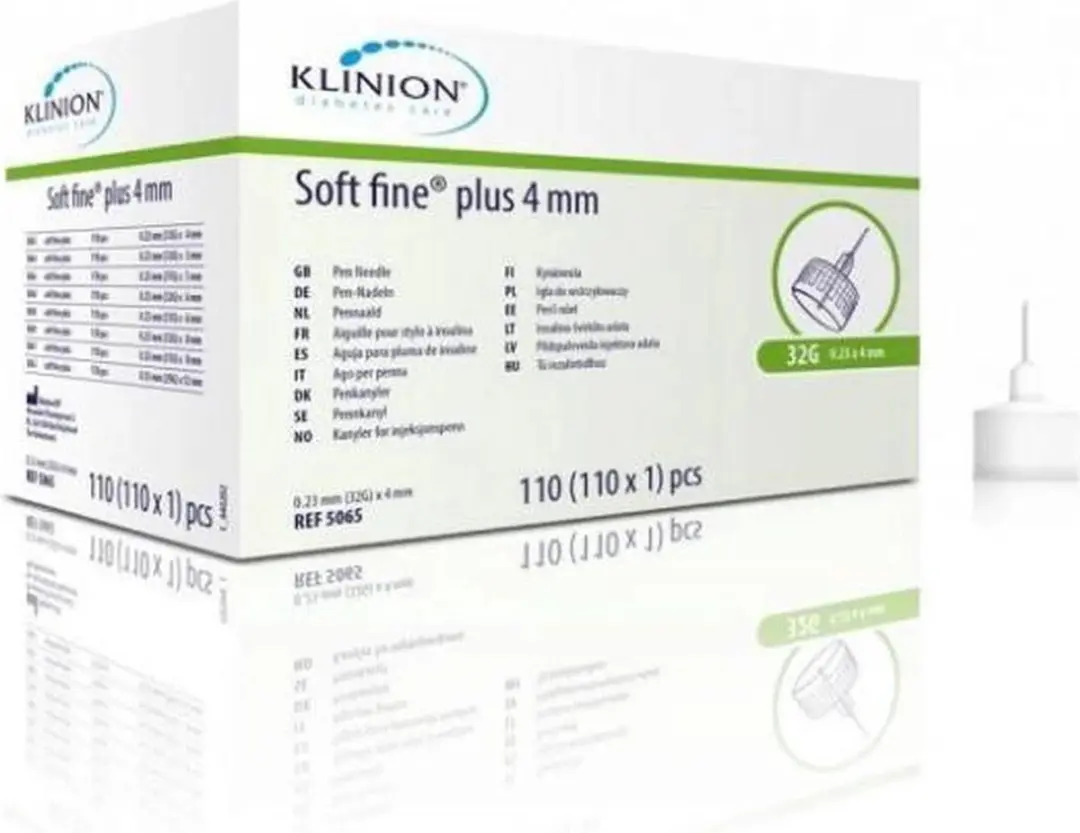 Klinion Diabetes Care Soft Fine Plus Pennaalden 0,23mm x 4mm - 110 Stuks