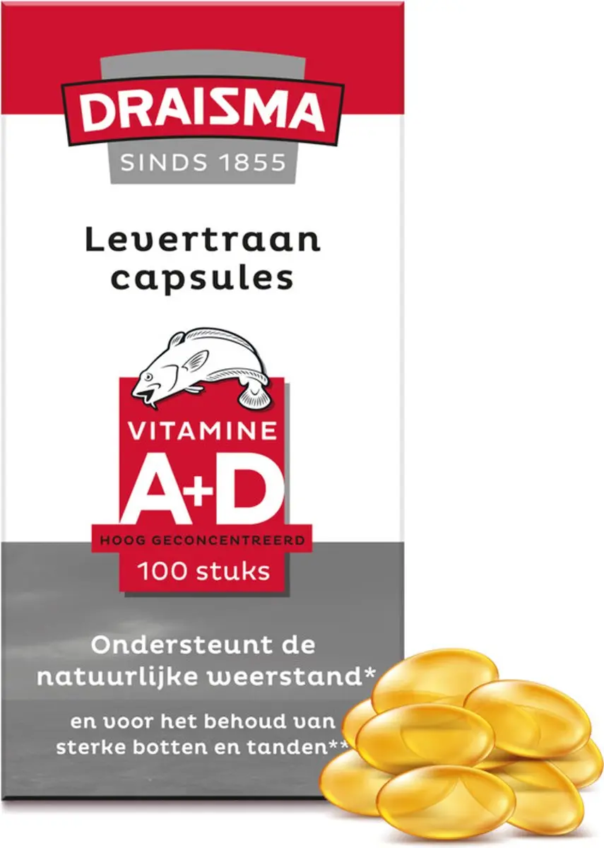 Draisma Vitamine A+D Levertraan 100 Capsules