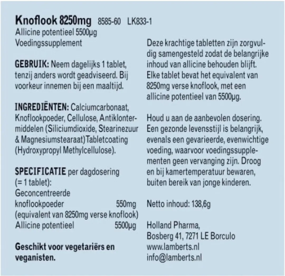 Lamberts Knoflook 8250mg 60 Tabletten