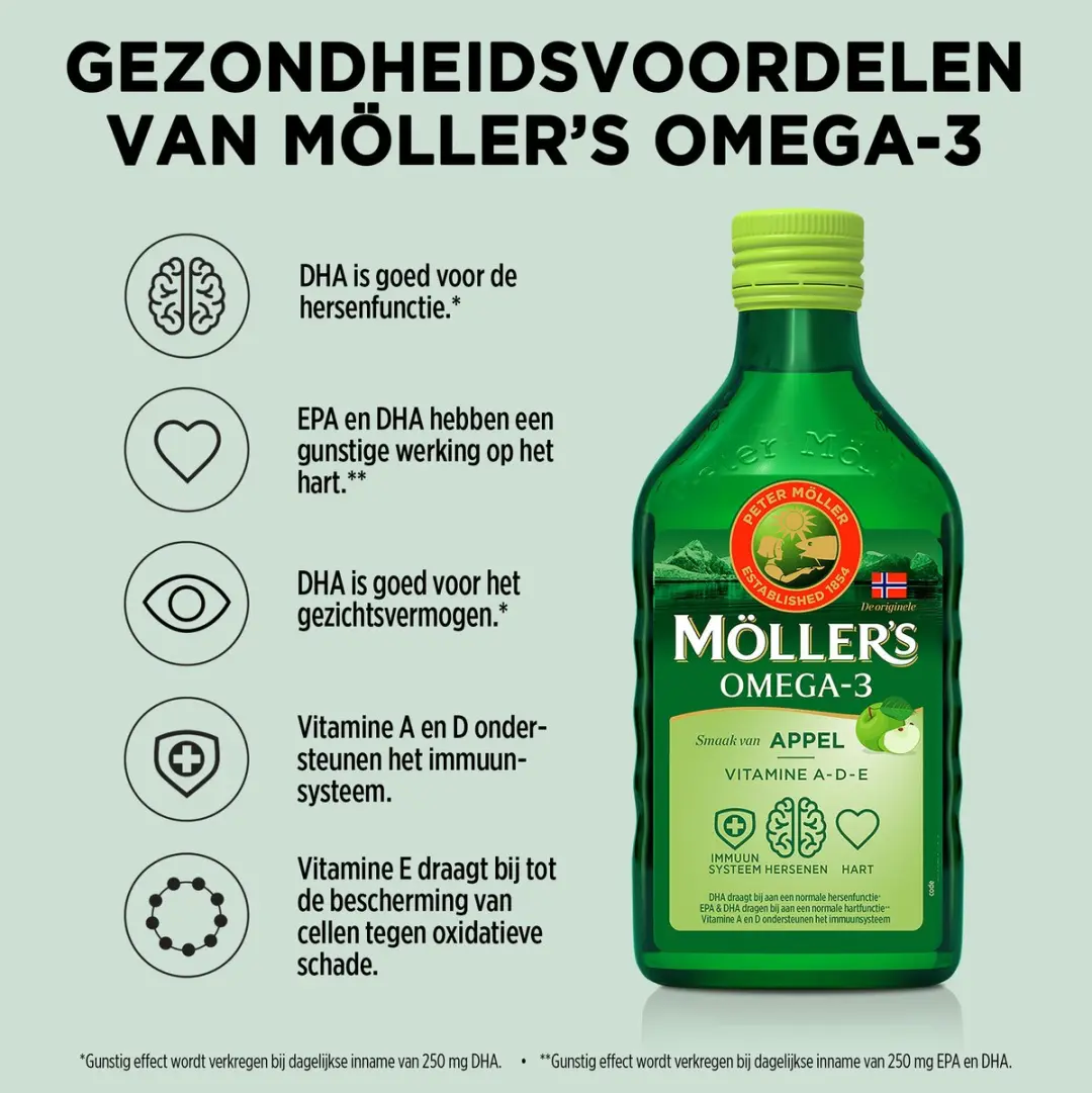 Mollers Omega-3 Levertraan Appel 500ml