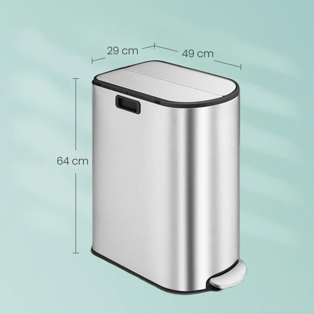 Songmics Afvalscheidingssysteem 50L Metallic Zilver