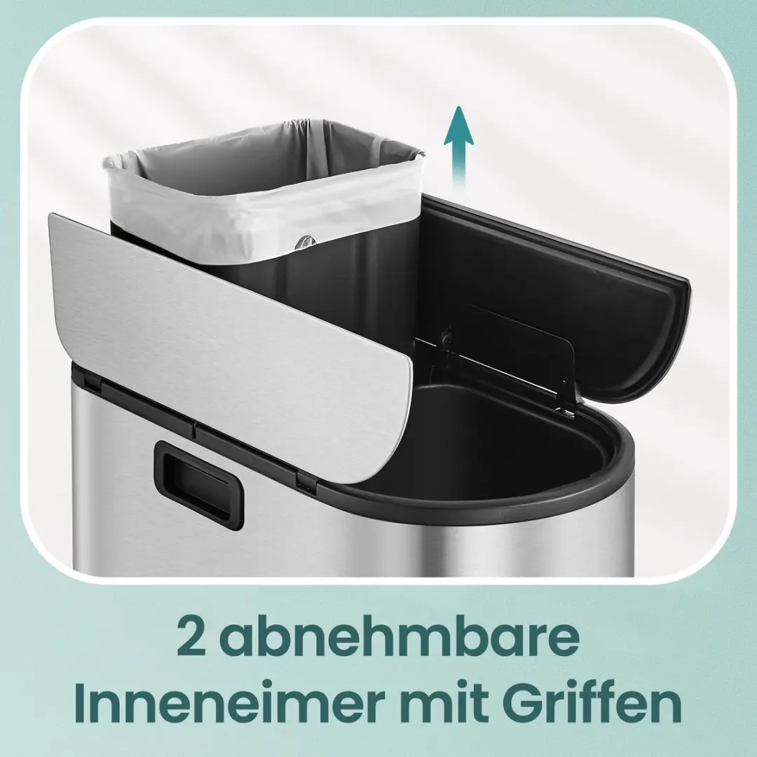 Songmics Afvalscheidingssysteem 50L Metallic Zilver