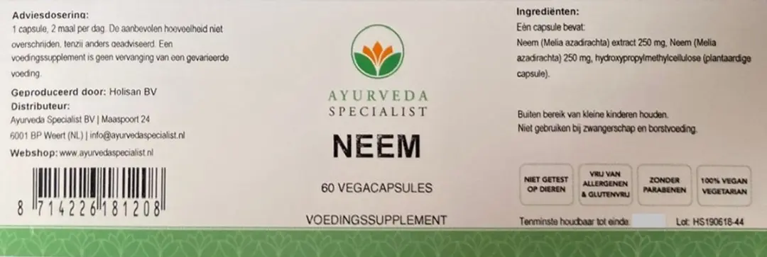 Holisan Nimba 60 Capsules - 60 mg