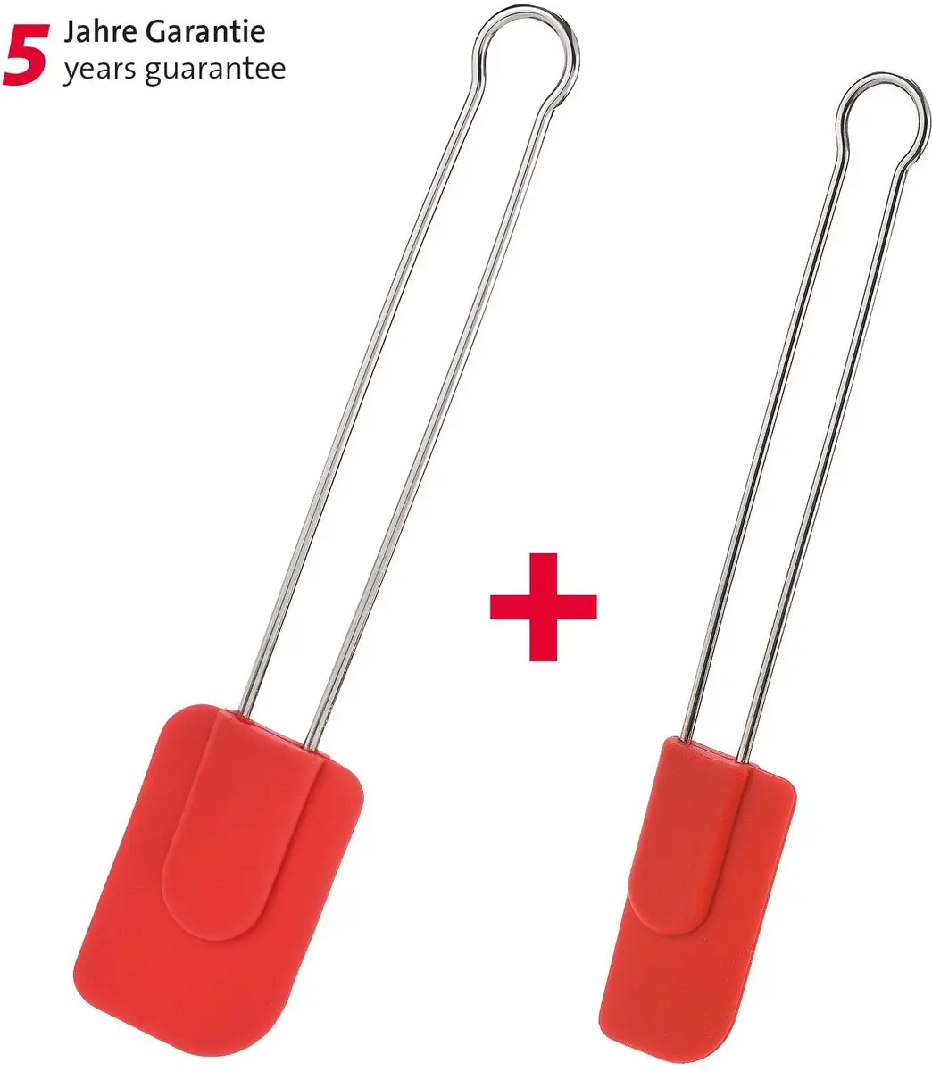 Westmark Siliconen Kook- en Deegspatels 22,5/28,5cm - 2 Stuks - Rood/Zilver