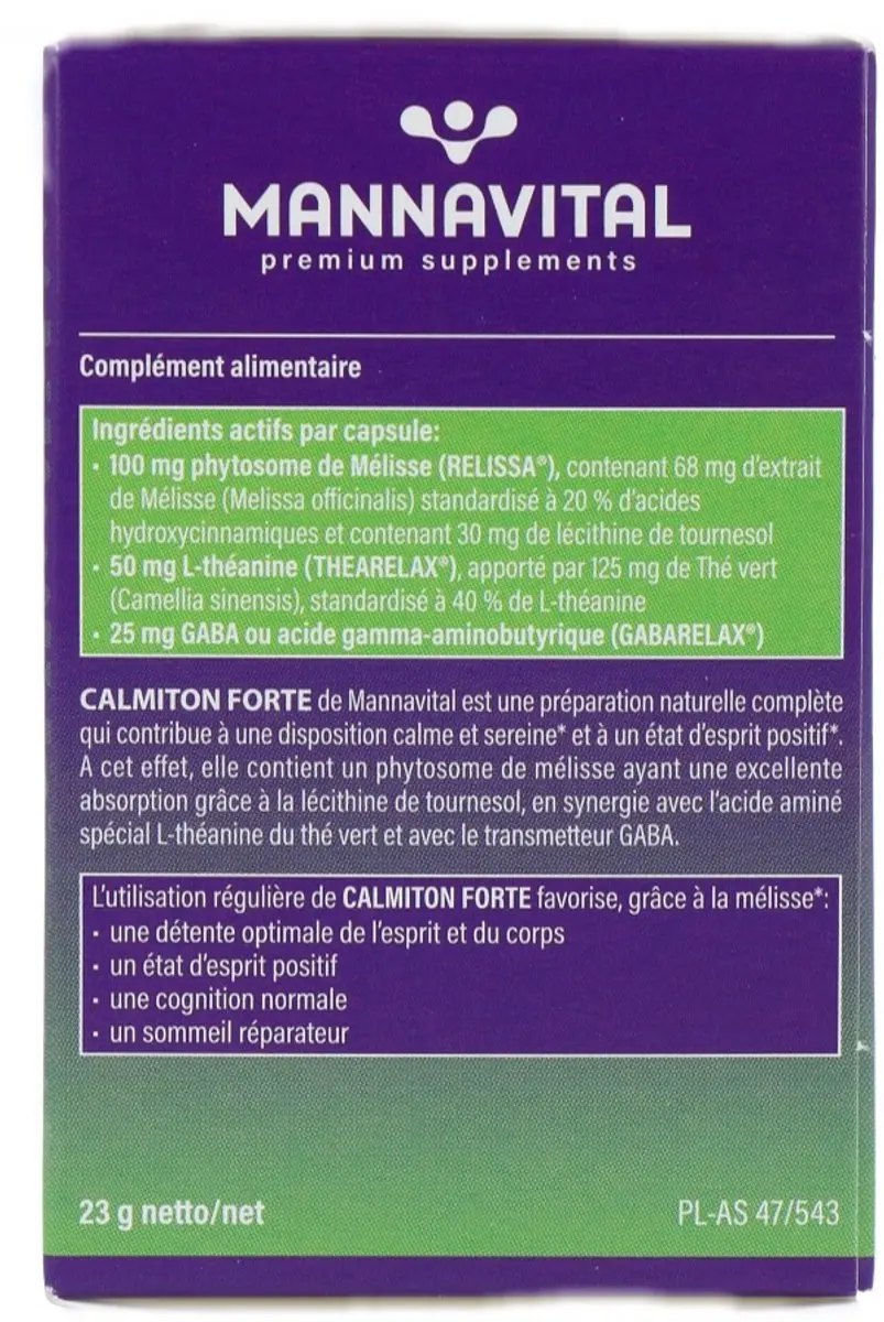 Mannavital Calmiton 60 Vegetarische Capsules